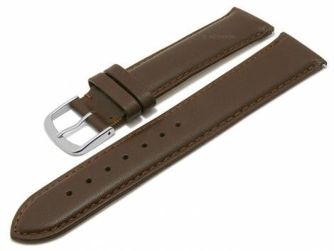 Meyhofer EASY-CLICK watch strap -Naperville- 17mm dark brown leather smooth stitched (width of buckle 16 mm) - Bild vergrern 