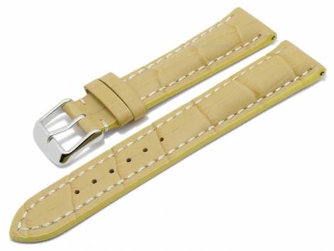 Meyhofer EASY-CLICK watch strap -Lanus- 24mm mustard leather alligator grain light stitching (width of buckle 20 mm) - Bild vergr��ern 