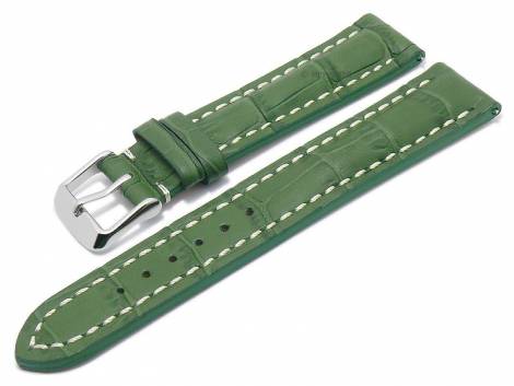 Meyhofer EASY-CLICK watch strap -Lanus- 20mm green leather alligator grain light stitching (width of buckle 18 mm) - Bild vergrern 