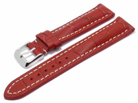 Meyhofer EASY-CLICK watch strap -Lanus- 24mm red leather alligator grain light stitching (width of buckle 20 mm) - Bild vergr��ern 