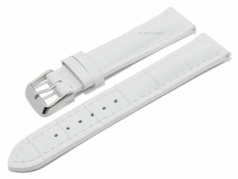 Meyhofer EASY-CLICK watch strap -Lanus- 20mm white leather alligator grain light stitching (width of buckle 18 mm) - Bild vergr��ern 