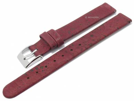 Meyhofer EASY-CLICK watch strap -Tavira- 14mm bordeaux genuine cork VEGAN matt (width of buckle 14 mm) - Bild vergrern 