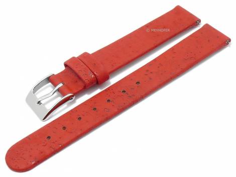 Meyhofer EASY-CLICK watch strap -Tavira- 12mm red genuine cork VEGAN matt (width of buckle 12 mm) - Bild vergrern 