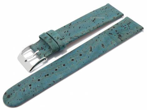 Meyhofer EASY-CLICK watch strap -Tavira- 20mm turquoise genuine cork VEGAN matt (width of buckle 20 mm) - Bild vergr��ern 