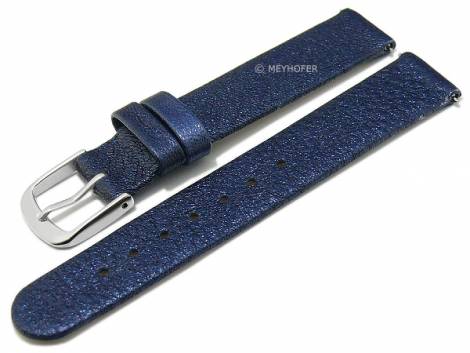Meyhofer EASY-CLICK watch strap XS -Prado- 14mm metallic dark blue leather without stitching (width of buckle 14 mm) - Bild vergr��ern 