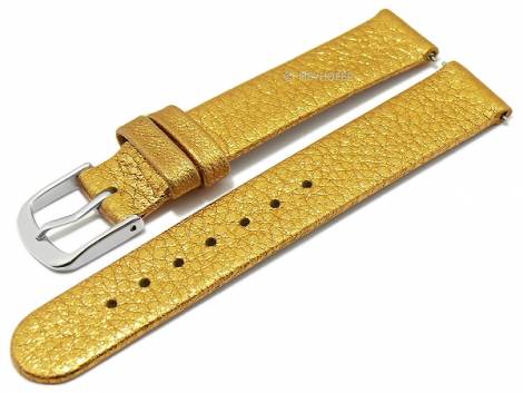 Meyhofer EASY-CLICK watch strap XS -Prado- 16mm metallic golden leather without stitching (width of buckle 16 mm) - Bild vergrern 