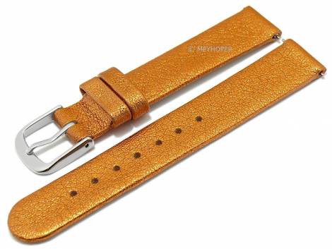 Meyhofer EASY-CLICK watch strap XS -Prado- 16mm metallic orange leather without stitching (width of buckle 16 mm) - Bild vergrern 