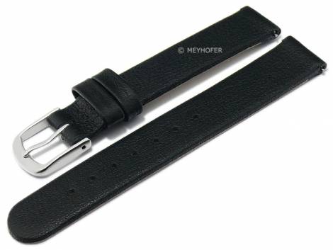 Meyhofer EASY-CLICK watch strap XS -Lagoa- 12mm black leather without stitching (width of buckle 12 mm) - Bild vergrern 