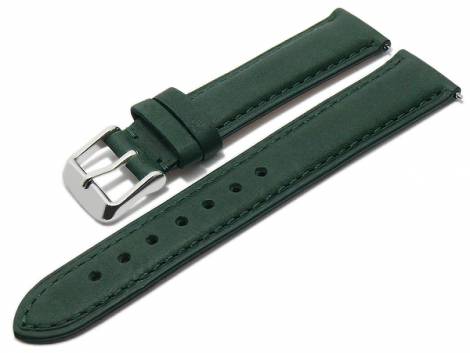 Meyhofer EASY-CLICK watch strap -Altenburg- 17mm dark green leather stitched underside vegetable (width of buckle 16 mm) - Bild vergrern 