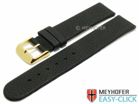 Watch strap Meyhofer EASY-CLICK -Niagara- 20mm black leather vegetable tanned without stitching (width of buckle 20 mm) - Bild vergr��ern 