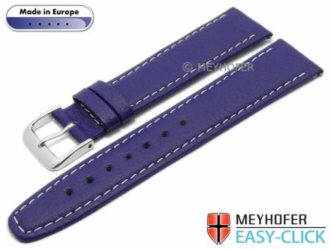 Meyhofer EASY-CLICK watch strap -Save- 18mm dark blue synthetic leather like light stitching (width of buckle 16 mm) - Bild vergr��ern 