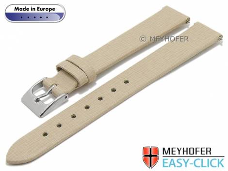 Meyhofer EASY-CLICK watch strap -Garda- 14mm beige leather Saffiano structure without stitching (width of buckle 12 mm) - Bild vergrern 