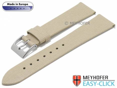 Meyhofer EASY-CLICK watch strap -Garda- 20mm beige leather Saffiano structure without stitching (width of buckle 16 mm) - Bild vergrern 