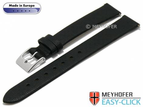 Meyhofer EASY-CLICK watch strap -Garda- 12mm black leather Saffiano structure without stitching (width of buckle 10 mm) - Bild vergr��ern 