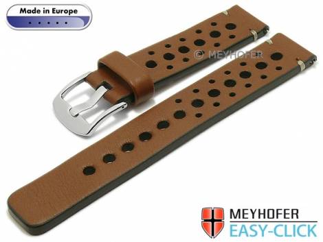 Meyhofer EASY-CLICK watch strap -Drawa- 18mm brown leather racing look light stitching (width of buckle 18 mm) - Bild vergrern 