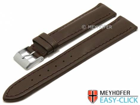 Meyhofer EASY-CLICK watch strap -Brandon- 18mm dark brown leather smooth stitched (width of buckle 16 mm) - Bild vergrern 