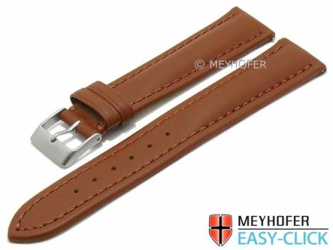 Meyhofer EASY-CLICK watch strap -Brandon- 22mm red brown leather smooth stitched (width of buckle 20 mm) - Bild vergr��ern 