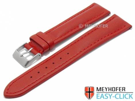 Meyhofer EASY-CLICK watch strap -Brandon- 18mm red leather smooth stitched (width of buckle 16 mm) - Bild vergrern 