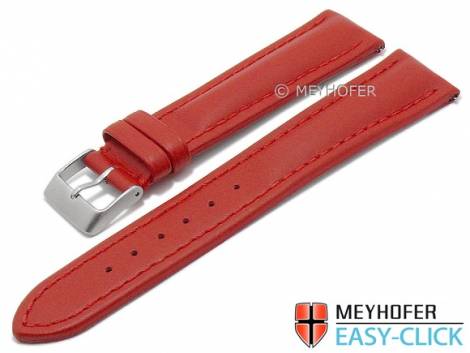 Meyhofer EASY-CLICK watch strap -Brandon- 20mm red leather smooth stitched (width of buckle 18 mm) - Bild vergrern 