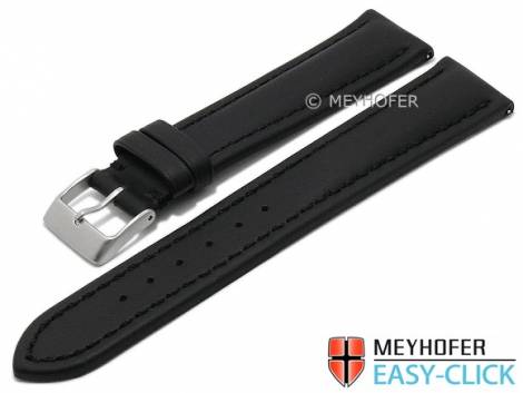 Meyhofer EASY-CLICK watch strap -Brandon- 18mm black leather smooth stitched (width of buckle 16 mm) - Bild vergr��ern 