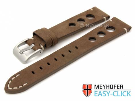 Meyhofer EASY-CLICK watch strap -Brazos- 18mm brown leather racing style suede like (width of buckle 16 mm) - Bild vergr��ern 