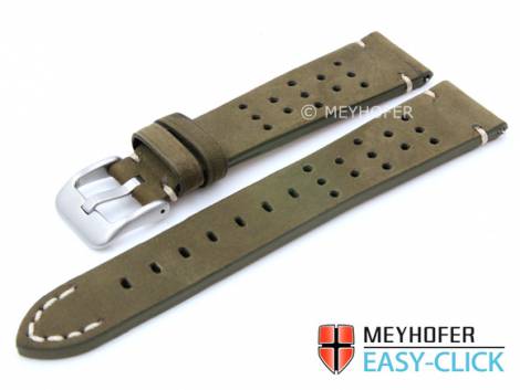 Meyhofer EASY-CLICK watch strap -Sonoma- 20mm dark green leather racing look suede like (width of buckle 16 mm) - Bild vergr��ern 