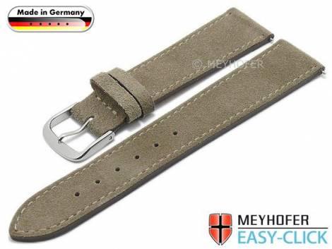 Meyhofer EASY-CLICK watch strap -Neckar- 20mm beige leather velour stitched made in Germany (width of buckle 18 mm) - Bild vergr��ern 