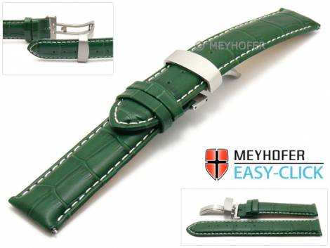 Meyhofer EASY-CLICK watch strap -Nizza- 18mm dark green leather alligator grain with clasp (width of clasp 18 mm) - Bild vergr��ern 