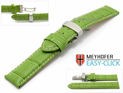 Meyhofer EASY-CLICK watch strap -Nizza- 18mm light green leather alligator grain with clasp (width of clasp 18 mm) - Bild vergr��ern 