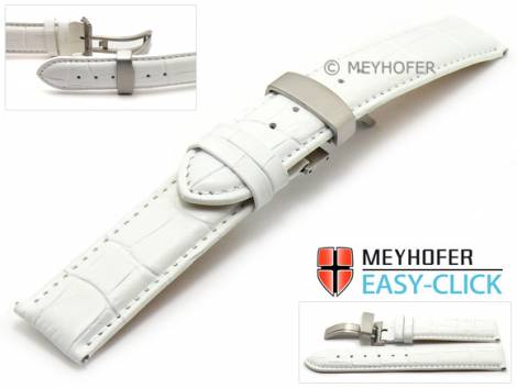 Meyhofer EASY-CLICK watch strap -Nizza- 18mm white leather alligator grain with clasp (width of clasp 18 mm) - Bild vergrern 