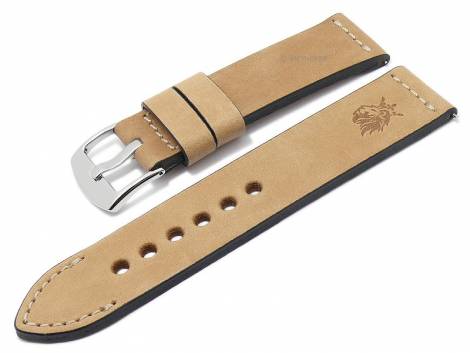 GERMANY MADE: Meyhofer EASY-CLICK watch strap -AMBERG - Motif Lion-King- 20mm l. brown leather (width of buckle 20 mm) - Bild vergrern 