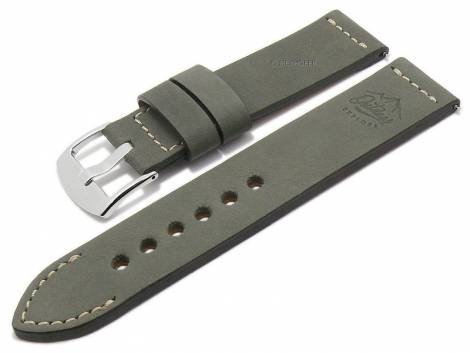 GERMANY MADE: Meyhofer EASY-CLICK watch strap -AMBERG - Motif Outdoor- 22mm grey leather (width of buckle 22 mm) - Bild vergr��ern 
