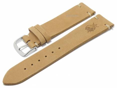 GERMANY MADE: Meyhofer EASY-CLICK watch strap -GREDING - Motif Lion-King- 20mm l. brown leather (width of buckle 16 mm) - Bild vergrern 