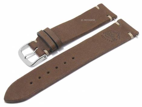 GERMANY MADE: Meyhofer EASY-CLICK watch strap -GREDING - Motif Outdoor- 22mm dark brown leather (width of buckle 20 mm) - Bild vergrern 
