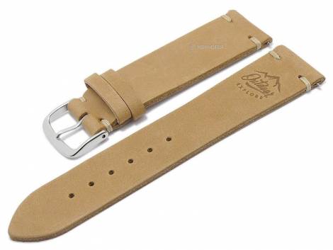 GERMANY MADE: Meyhofer EASY-CLICK watch strap -GREDING - Motif Outdoor- 22mm light brown leather (width of buckle 20 mm) - Bild vergrern 