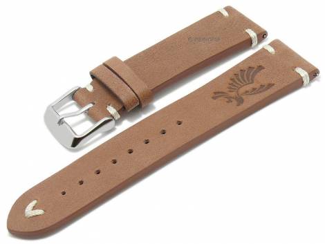 Meyhofer EASY-CLICK watch strap -Portland - Motif Eagle- 22mm light brown leather l. stitching (width of buckle 20 mm) - Bild vergrern 