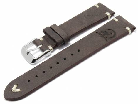 Meyhofer EASY-CLICK watch strap -Portland - Motif Camel- 20mm dark brown leather light stitching (width of buckle 18 mm) - Bild vergrern 