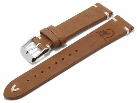 Meyhofer EASY-CLICK watch strap -Portland - Motif Camel- 22mm light brown leather light stitched (width of buckle 20 mm) - Bild vergr��ern 