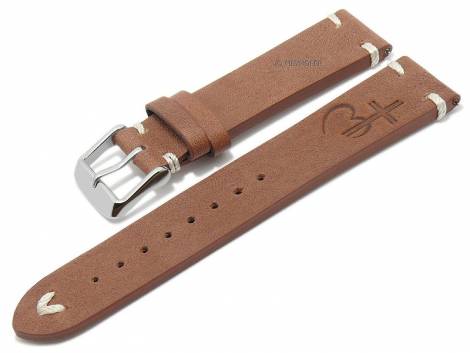 Meyhofer EASY-CLICK watch strap -Portland - Motif Cross with Heart- 22mm light brown leather (width of buckle 20 mm) - Bild vergr��ern 