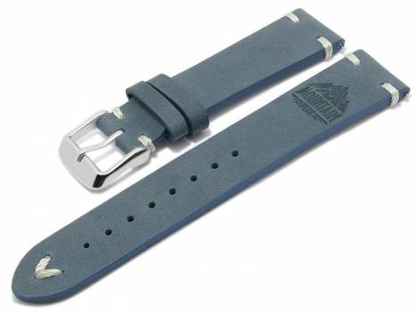 Meyhofer EASY-CLICK watch strap -Portland - Motif Mountain- 22mm blue leather light stitching (width of buckle 20 mm) - Bild vergr��ern 