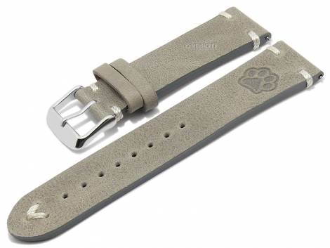 Meyhofer EASY-CLICK watch strap -Portland - Motif Paw- 22mm grey leather light stitching (width of buckle 20 mm) - Bild vergr��ern 