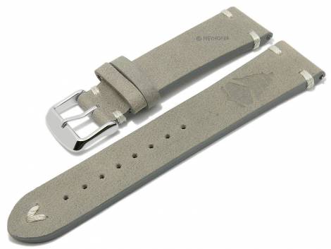 Meyhofer EASY-CLICK watch strap -Portland - Motif Sailing Boat- 22mm grey leather l. stitching (width of buckle 20 mm) - Bild vergr��ern 