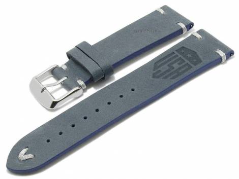 Meyhofer EASY-CLICK watch strap -Portland - Motif USA- 22mm blue leather light stitching (width of buckle 20 mm) - Bild vergr��ern 