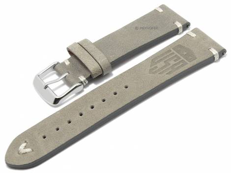 Meyhofer EASY-CLICK watch strap -Portland - Motif USA- 20mm grey leather light stitching (width of buckle 18 mm) - Bild vergr��ern 