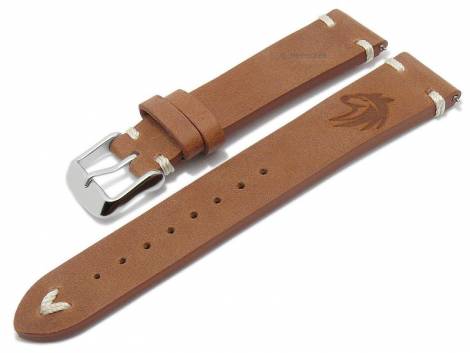 Meyhofer EASY-CLICK watch strap -Portland - Motif Wolf- 20mm light brown leather light stitching (width of buckle 18 mm) - Bild vergr��ern 