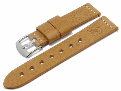 Meyhofer EASY-CLICK watch strap -Redwood - Motif Camel- 22mm light brown leather l. stitching (width of buckle 22 mm) - Bild vergr��ern 