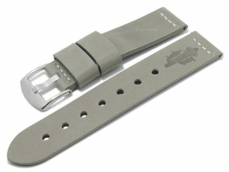 Meyhofer EASY-CLICK watch strap -Redwood - Motif Cactus- 20mm grey leather light stitching (width of buckle 20 mm) - Bild vergr��ern 