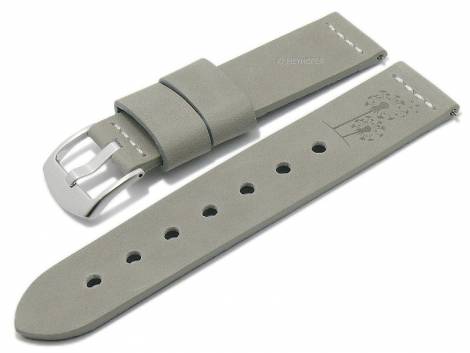 Meyhofer EASY-CLICK watch strap -Redwood - Motif Dandelion- 22mm grey leather light stitching (width of buckle 22 mm) - Bild vergr��ern 