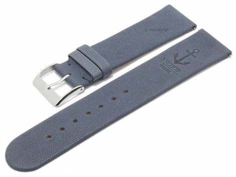 Meyhofer EASY-CLICK watch strap -Zermatt - Motif Anchor- 20mm blue goat leather grained (width of buckle 20 mm) - Bild vergrern 