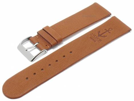 Meyhofer EASY-CLICK watch strap -Zermatt - Motif Anchor- 20mm light brown goat leather grained (width of buckle 20 mm) - Bild vergrern 